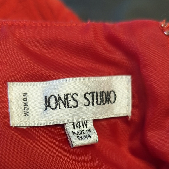 01172 Jones Studio Floral Quilted A Line Dress Orange size 14W preppy spring - Picture 7 of 8